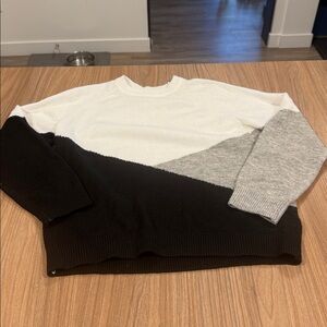 Colorblock Sweater in Black, White, and Gray
